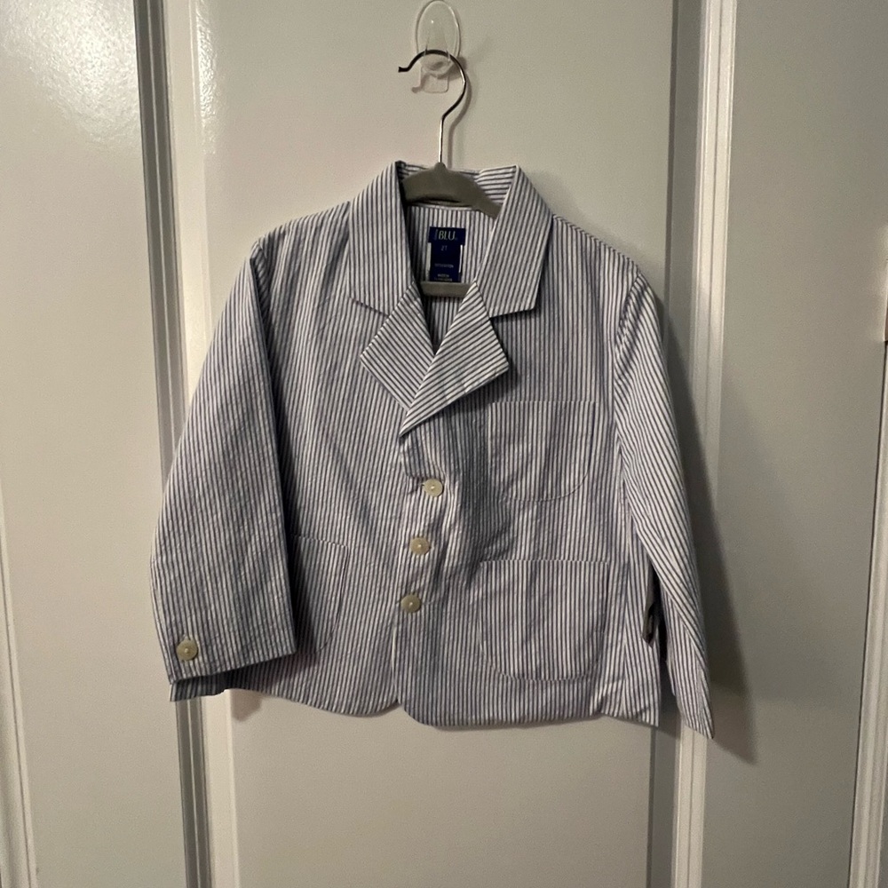 NWT Robin Blu Seersucker Cotton Blazer 2T